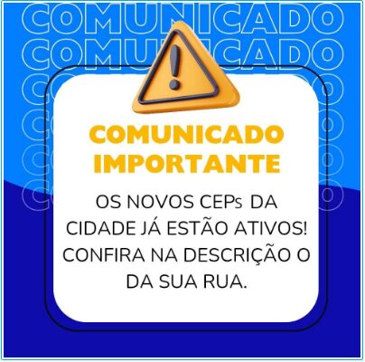 NOVOS CEPs DO MUNÍCIPIO