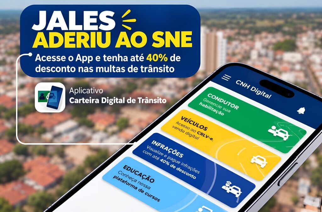 Prefeitura de Jales adere ao Sistema de Notificação Eletrônica (SNE) e motoristas poderão ter até 40% de desconto em multas de trânsito