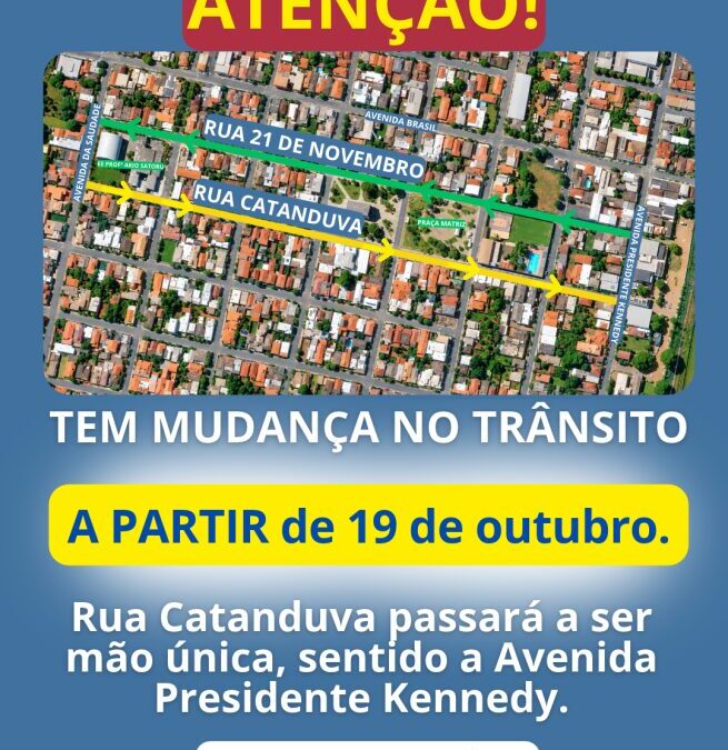 Secretaria Municipal de Trânsito realizará alteração de trânsito.